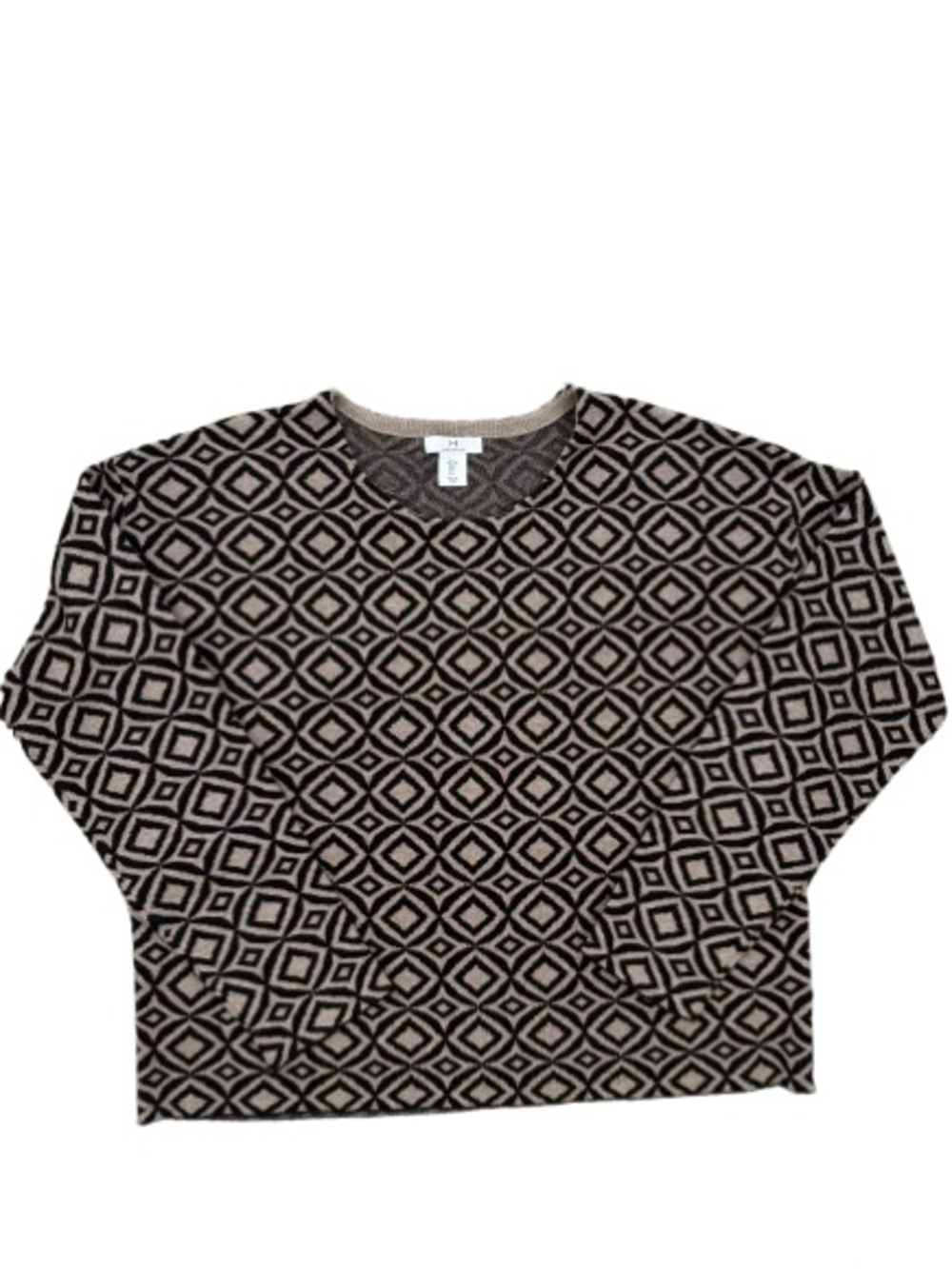 Halston Heritage Women's Geometric Crewneck Sweater - Black & Cream
